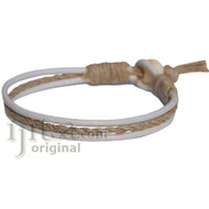 White leather & hemp bracelet or anklet