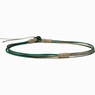Round Kelly Green leather & natural hemp surfer style necklace