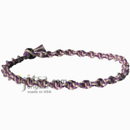 Purple and Natural Hemp Twisted Surfer Style Choker Necklace