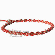 Red and Natural Hemp Twisted Surfer Style Choker Necklace