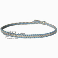 Sky Blue and Natural Flat Hemp Surfer Style Choker Necklace