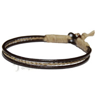 Brown leather & hemp bracelet or anklet