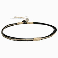 Round Black leather & natural hemp surfer style necklace