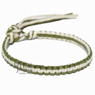 Avocado and White flat hemp bracelet or anklet