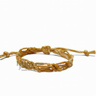 Leaves Golden Brown Hemp Adjustable Bracelet or Anklet