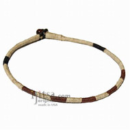 Leather necklace wrapped with natural, brown and black hemp *Now in 26 colors!