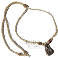 Adjustable tribal hemp necklace with ceramic pendant Couple