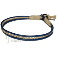 Dark blue leather & hemp bracelet or anklet