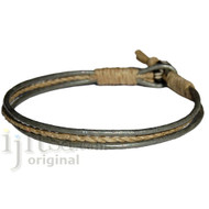Metallic silver leather & hemp bracelet or anklet