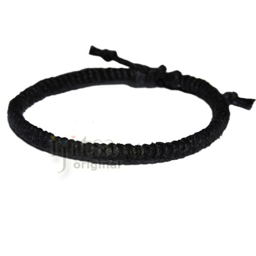 Black /& charcoal flat cotton surfer bracelet or anklet