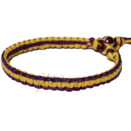 Purple and yellow flat hemp bracelet or anklet