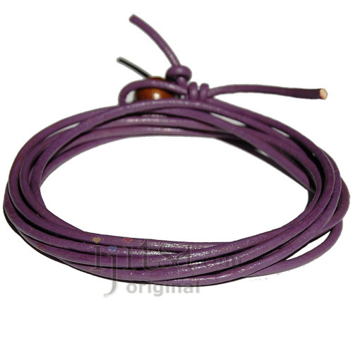 2mm adjustable Purple leather wrap bracelet