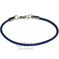 2mm dark blue leather bracelet or anklet, metal clasp