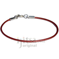 2mm moroccan red leather bracelet or anklet, metal clasp