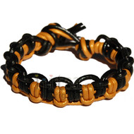 Black and gold interlocked leather bracelet or anklet