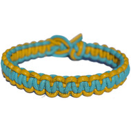 Yellow and turquose flat leather bracelet or anklet