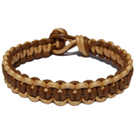 Lawn and light brown flat leather bracelet or anklet