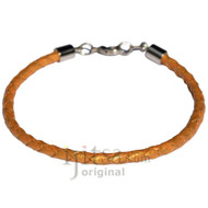 4mm gold braided leather bracelet or anklet metal clasp