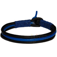 3-Strand black and light blue leather with dark blue hemp bracelet or anklet