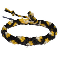 Black, yellow and white hemp Snake bracelet or anklet