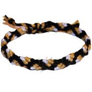 Black, gold dust and snow white cotton Snake bracelet or anklet