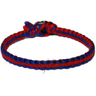 Blue and red flat cotton bracelet or anklet