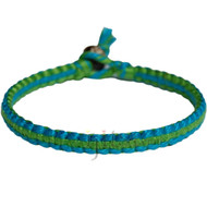 Turquoise and algea green flat cotton bracelet or anklet
