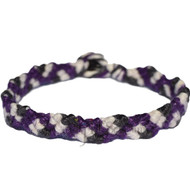 Darl Purple, pearl and black hemp Snake bracelet or anklet