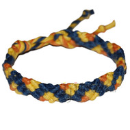 Dark blue, yellow and pumpkin hemp Snake bracelet or anklet