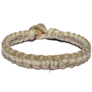 Natural and white flat wide hemp bracelet or anklet