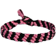 Deep Pink and Black bamboo Yarn Diagonal Surfer Bracelet or Anklet