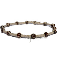 Natural flat hemp necklace with throughout dark brown bone beads