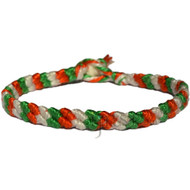 Thin tangerine, Algae green and Pearl cotton diagonal bracelet or anklet
