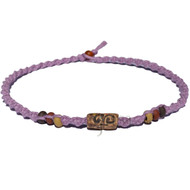 Lilac twisted hemp necklace with ceramic Swirl bead