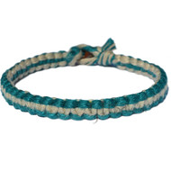 Veridian and natural flat hemp bracelet or anklet