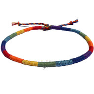 Necklace wrapped with rainbow hemp, pride