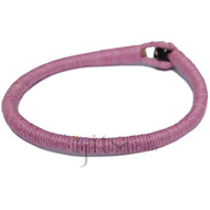 Leather bracelet wrapped with rose pink hemp