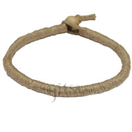 Leather bracelet wrapped with natural hemp