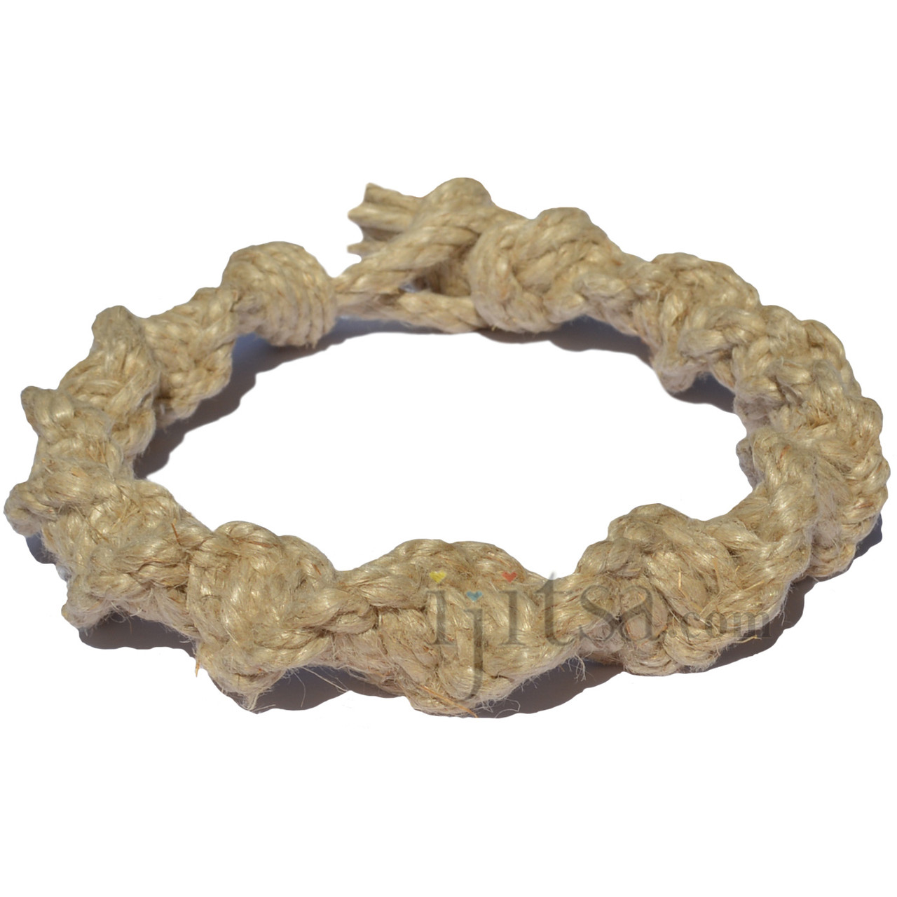 Handmade Flat Hemp Choker Necklace with White Howlite Stone Beads 