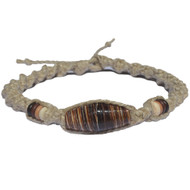 Natural thick wide twisted hemp necklace with bagongon shell and wood beads