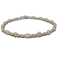 Natural twisted hemp necklace with small white round bone beads throughout