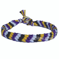 Yellow, purple, snow white and black bamboo diagonal bracelet or anklet 