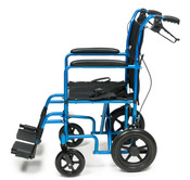 Deluxe 12" Rear Wheel Aluminum Transport Chair, 19" Seat width, Blue Celeste, 