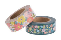 The Paper Studio - Blue & Pink Floral Washi Tape 