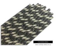 25 Paper Straws - Black Swirl on Grey and White Stripe - #PS4