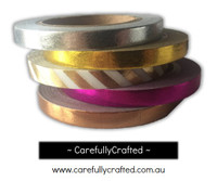 Thin Foil Washi Tape - Set of 5 - Gold, Silver, Pink, Rose Gold Washi Tapes - 5mm x 10 metres each - High Quality Masking Tape