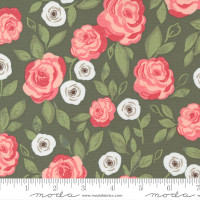 Moda Fabric - Love Note - Lella Boutique - Roses In Bloom Floral Olive #5150 13
