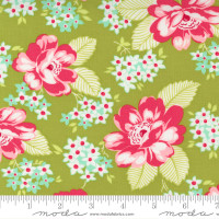 Moda Fabric - One Fine Day - Bonnie & Camille - Sunnyside Focal Floral Vintage Floral Roses Green #55230 13