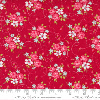 Moda Fabric - One Fine Day - Bonnie & Camille - Bliss Small Floral Roses Vintage Red #55231 11