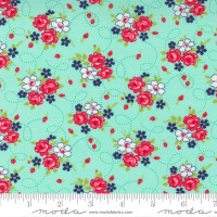 Moda Fabric - One Fine Day - Bonnie & Camille - Bliss Small Floral Roses Vintage Aqua #55231 16